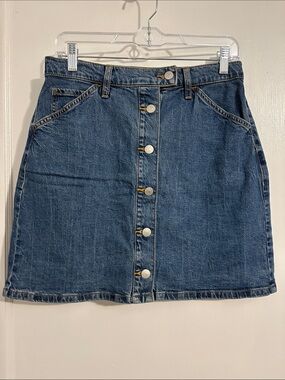 Banana Republic Blue Button-Front Denim Mini Skirt